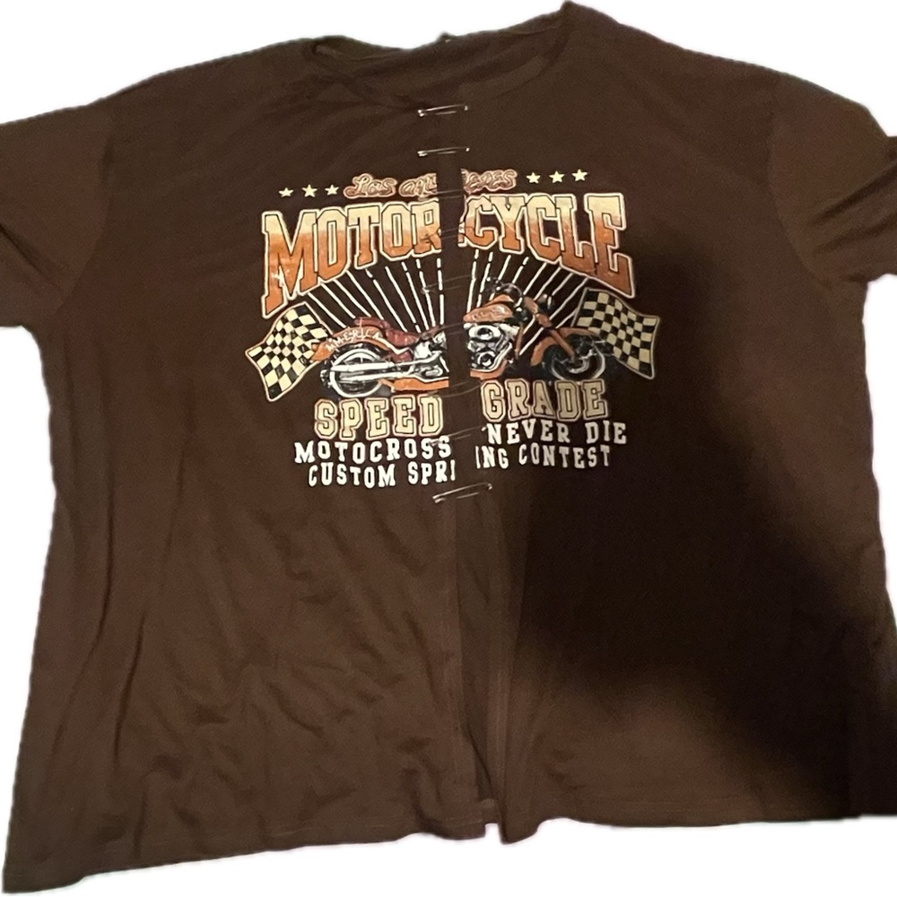 SHEIN Brown Graphic Short Sleeve Tee